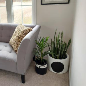 SPHERE LOW CYLINDER POT WHITE | PLANTER