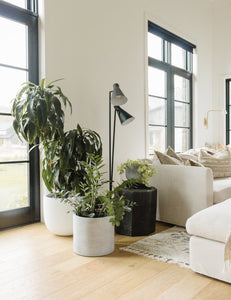 MODERN FIBERSTONE CYLINDER GREY | PLANTER