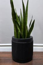 FLUTED CYLINDER POT BLACK | PLANTER