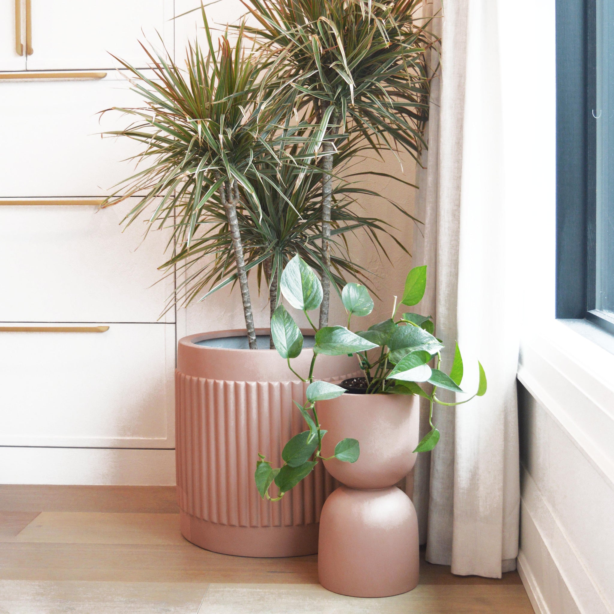 fluted indoor planter Fluted Cylinder Planter