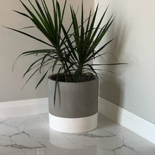 Colour block planter pot in neutral tones, modern indoor plant pot for living room