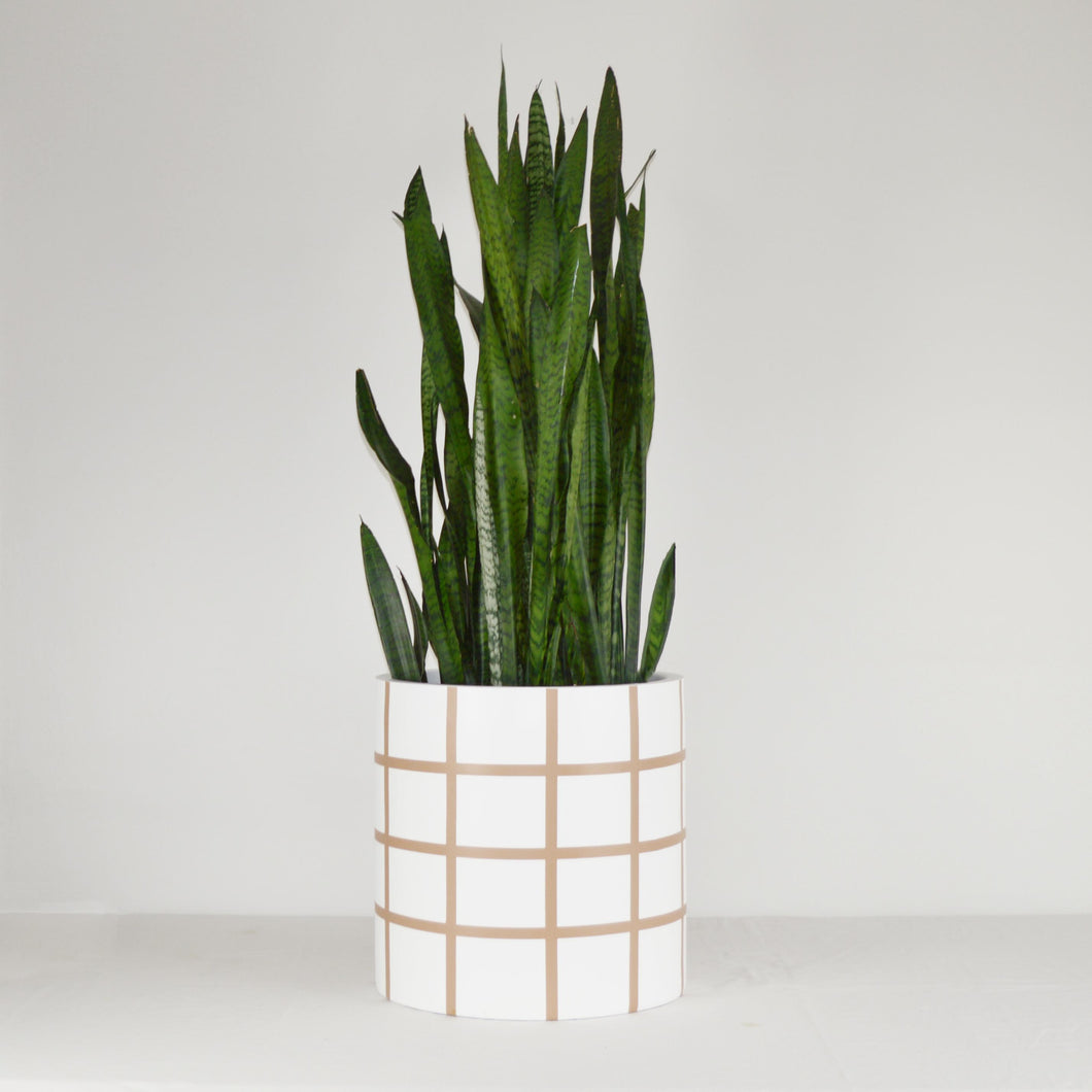 GRID CYLINDER POT CAMEL | PLANTER