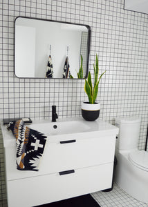 Decorative hand painted planter for indoors and outdoors. Fibrestone planters are lightweight and modern and the perfect plant pot for an aesthetic look. Planters for bathrooms.