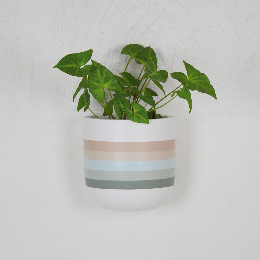 MOD STRIPE TALL WALL PLANTER WHITE | POT