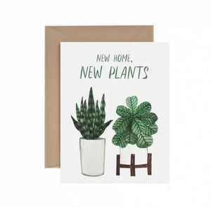 GREETING CARD WITH ILLUSTRATED POTTED PLANTS FOR HOUSEWARMING