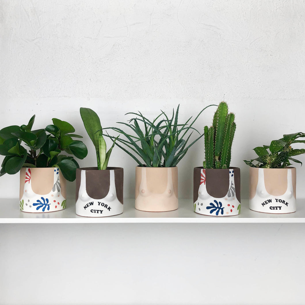 collection of hand painted boob planters