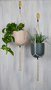 cotton twine plant hangers with hand painted Common House Studio planters