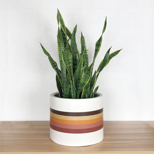 70's retro striped hand painted planter pot